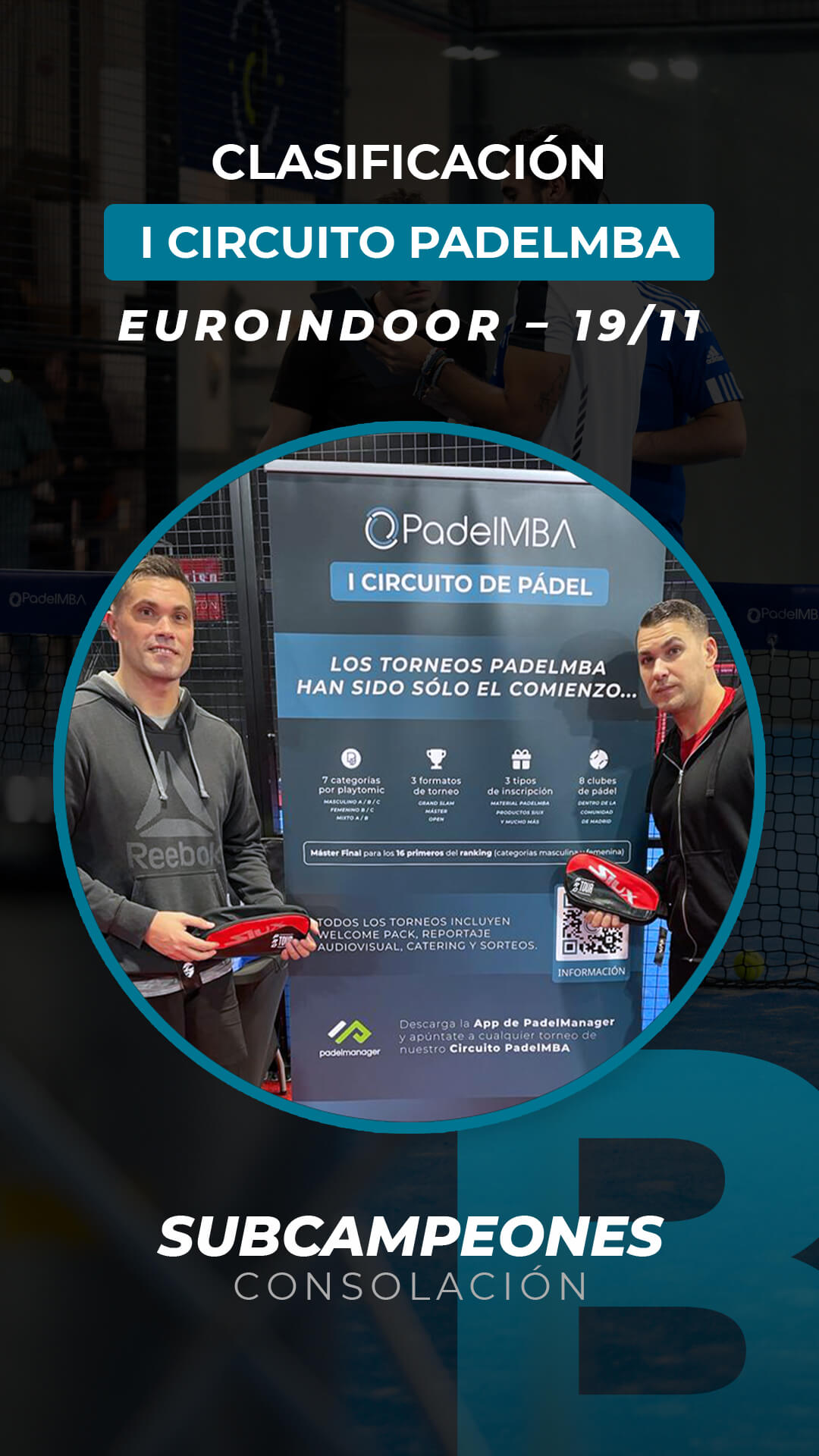 Circuito padelmba torneo 2022 11 19 ganadores subcampeones conso b