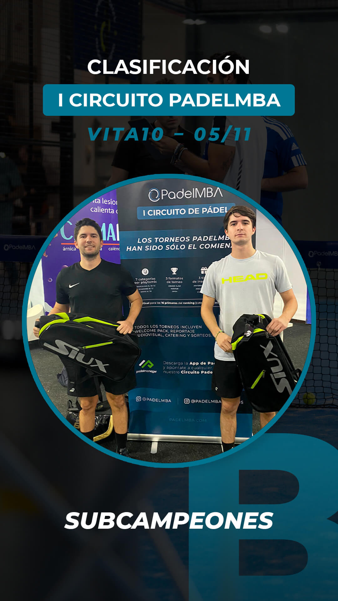 Circuito padelmba torneo 2022 11 05 ganadores subcampeones b